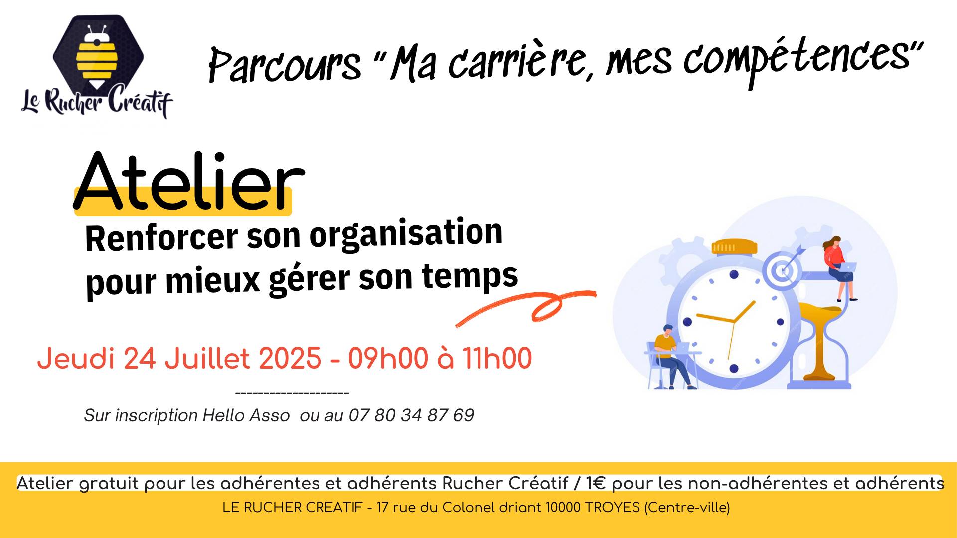COMPLET! Atelier « Renforcer son organisation pour mieux gérer son temps » - 0