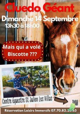 ⚠️ Reporté au 28 septembre! Cluedo Géant au Centre équestre - 0